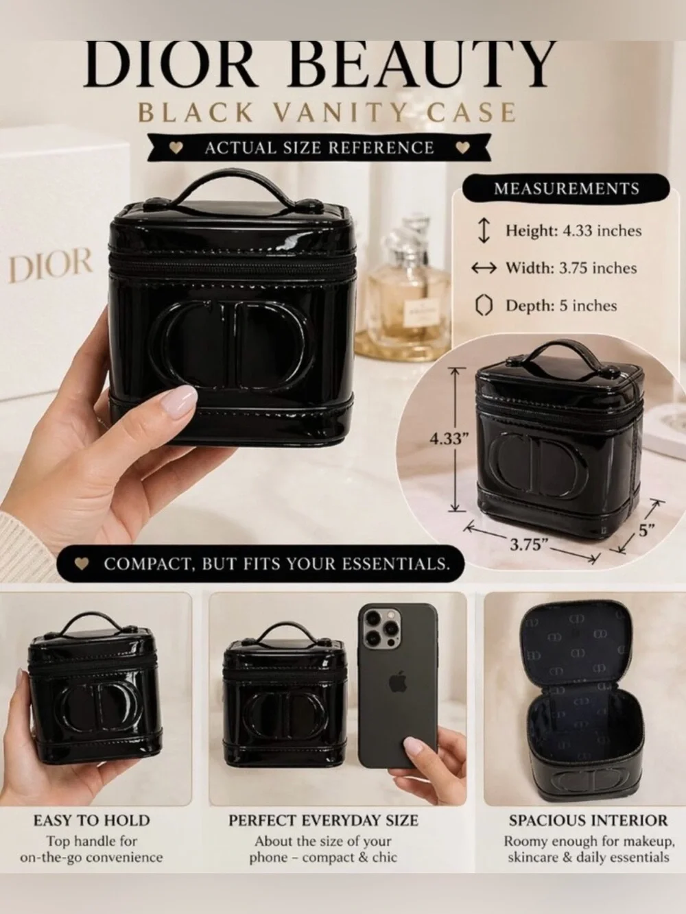 Dior Black Patent Cosmetic Vanity Case